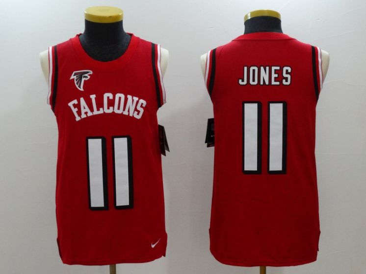 Men Atlanta Falcons #11 Julio Jones Red Rush Player Name Number Tank Top stitched NFL Jerseys->youth nfl jersey->Youth Jersey